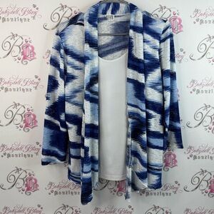 Vamp long sleeve shirt, cardigan, look style Blue and White Women's Sweater